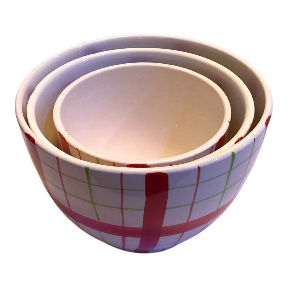 Nantucket Home Plaid Nesting Bowl Set – 3 Pieces (6”, 5”, 4”) - Picture 2 of 5